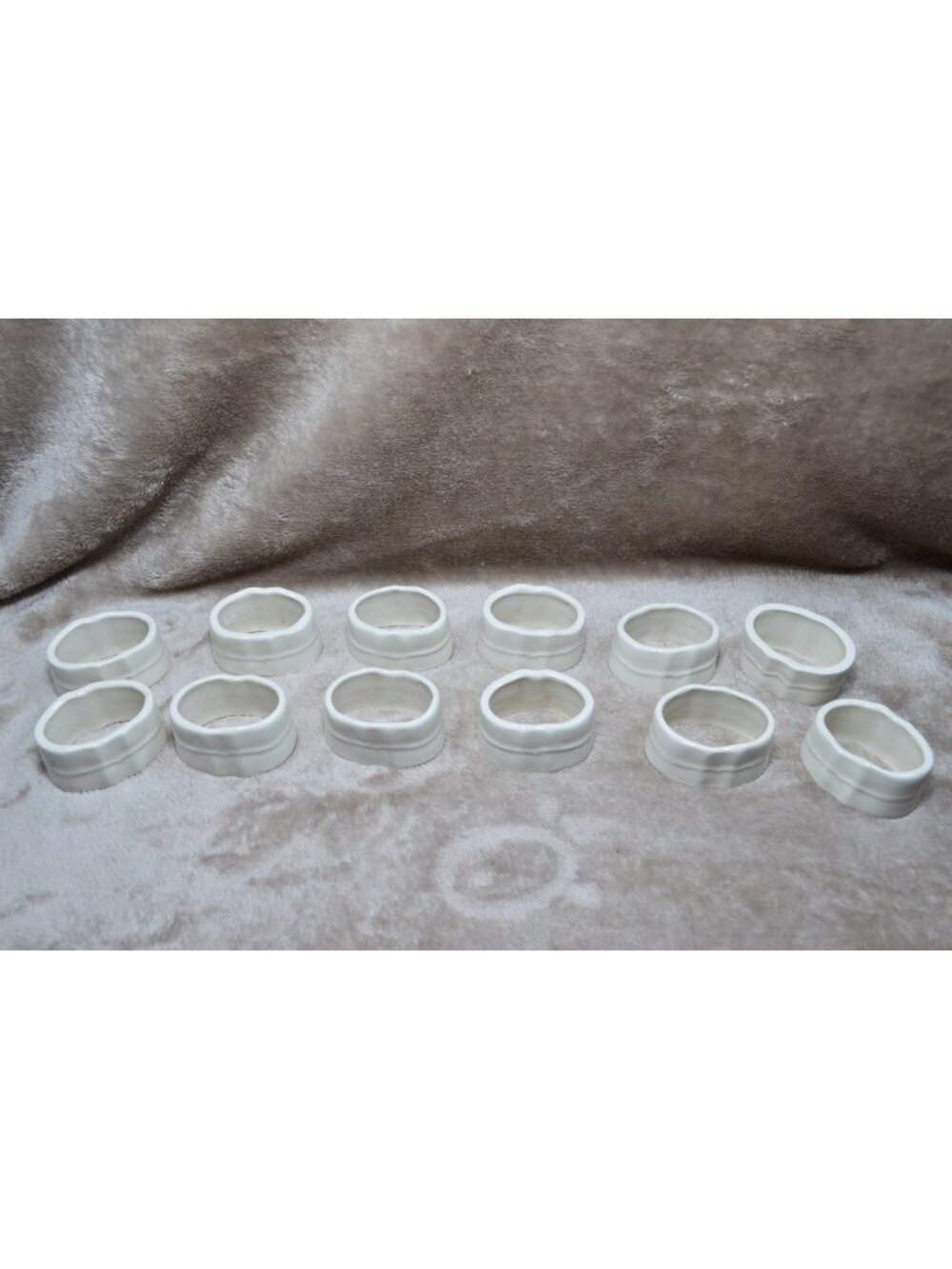 White Ceramic Napkin Rigs Set of 12 Minimalist MCM Retro Cottagecore Classic